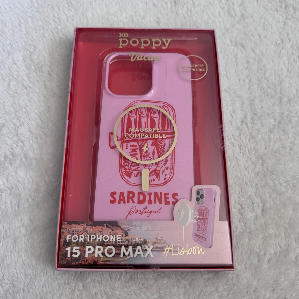 XO Poppy for iPhone 15 Pro Max MagSafe Case Sardines Portugal Pink‎ Lisbon Vacay